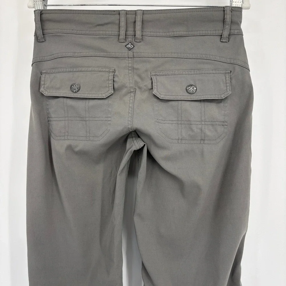 Prana Womens‎ Size 4 Gray Convertible Hiking Pants Roll Up Snap Outdoor Travel